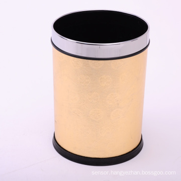 PU Covered Gold Dragon Design Open Top Waste Bin (A12-1903F)